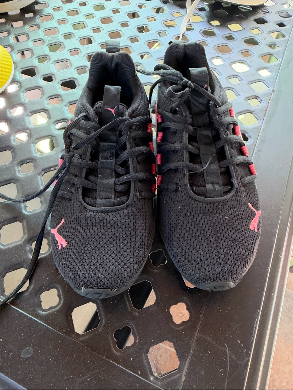 Puma Kids Black Sneakers with Pink Logo Accents